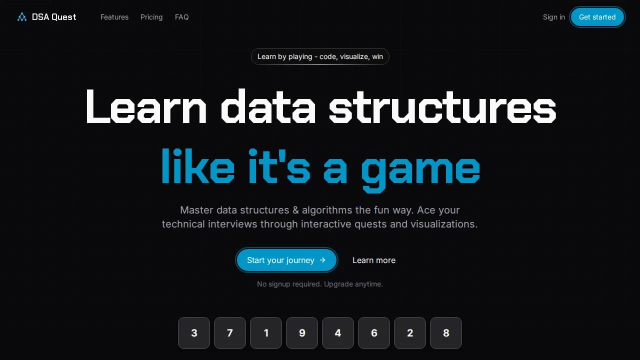 DSA Quest website preview