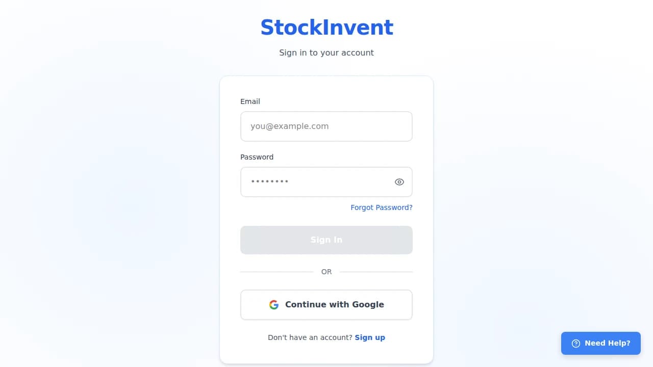 StockInvent - E-commerce example screenshot