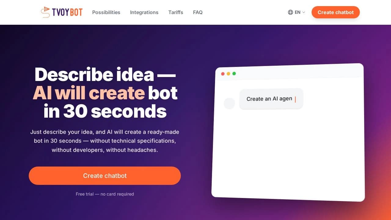 Tvoybot website preview