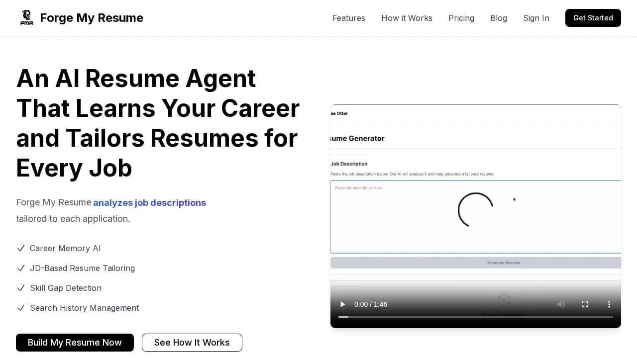 ForgeMyResume website preview