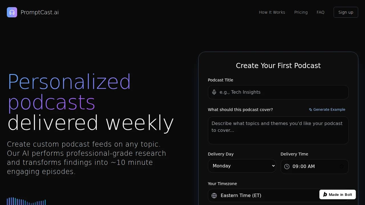 Promptcast website preview