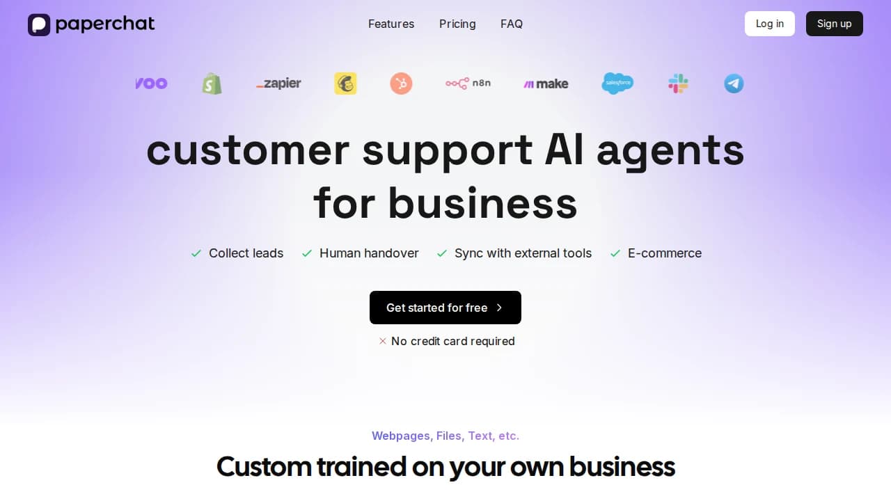 PaperChat - Customer Support example screenshot