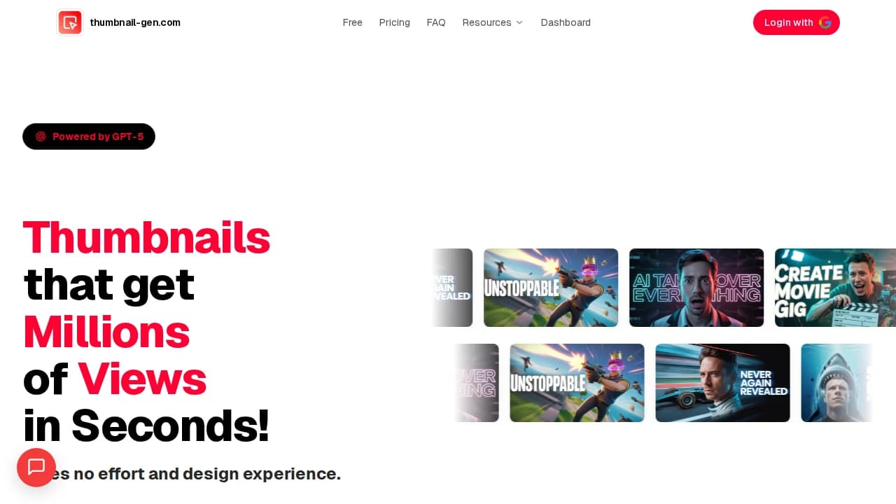 AI Thumbnail Generator website preview