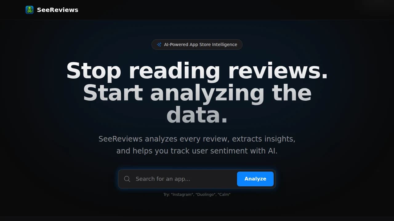 SeeReviews - Mobile Apps example screenshot