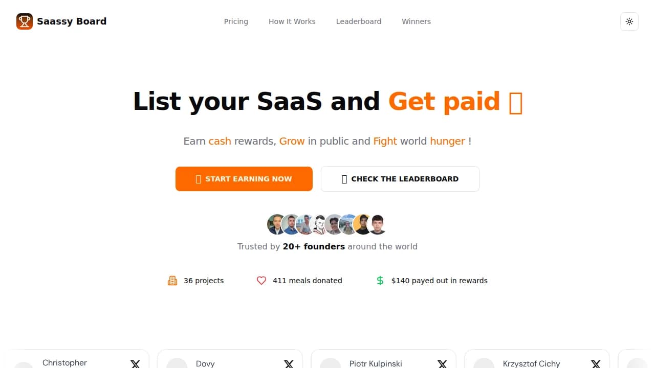 Saassy Board website preview