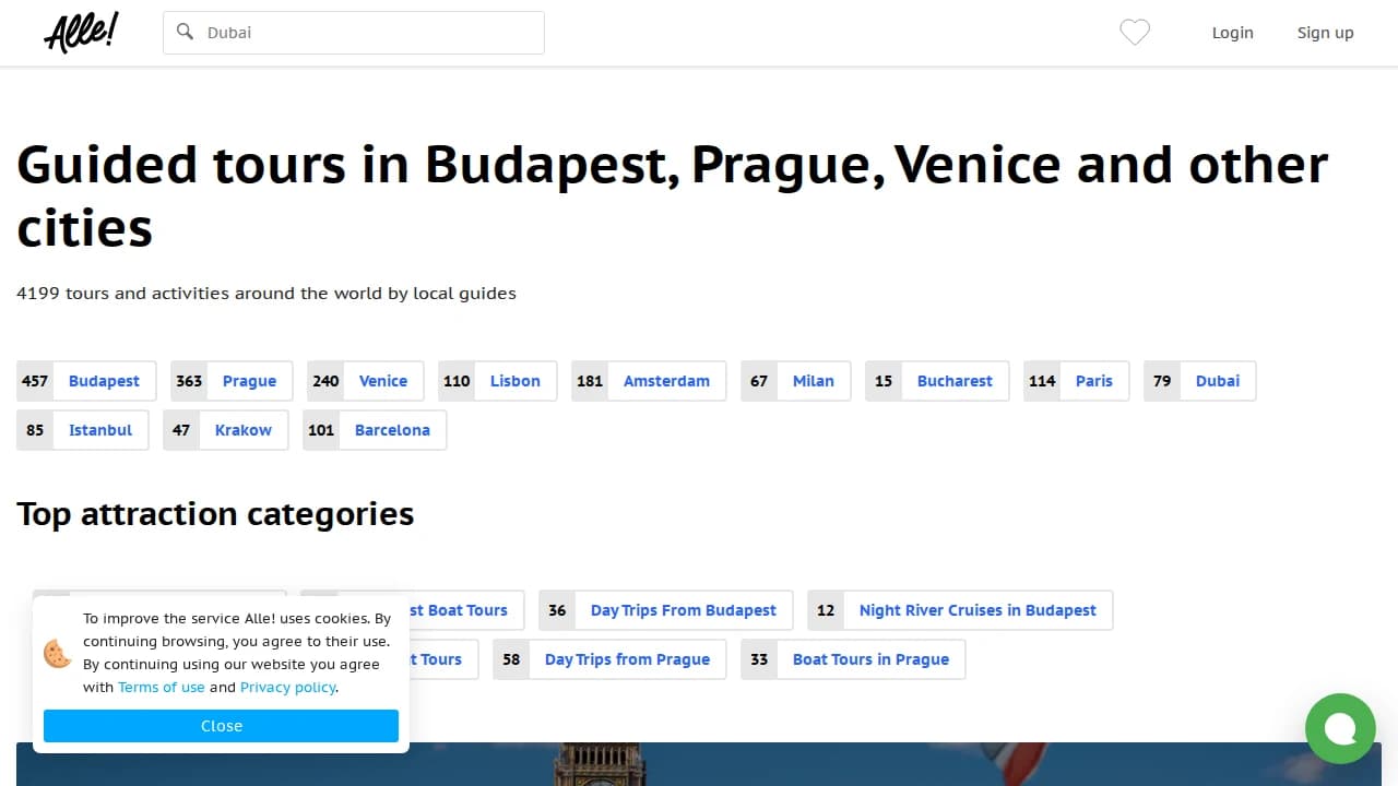 Alle Travel - Travel example screenshot