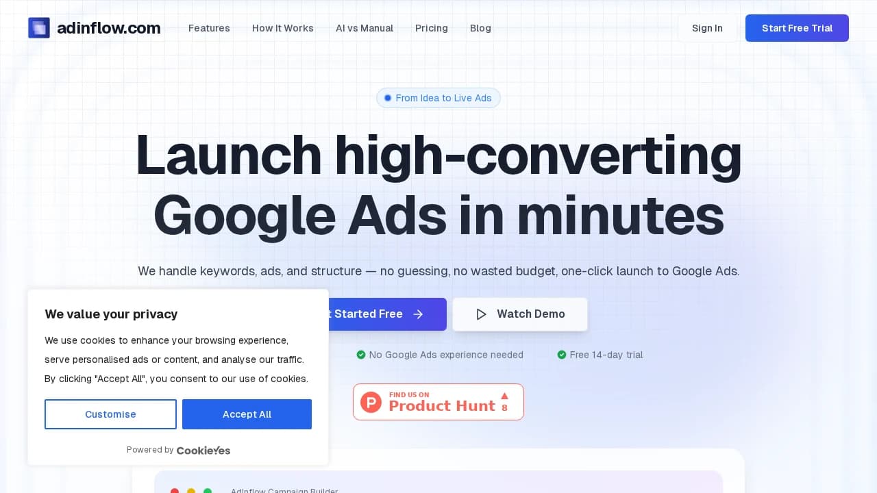 AdInflow website preview