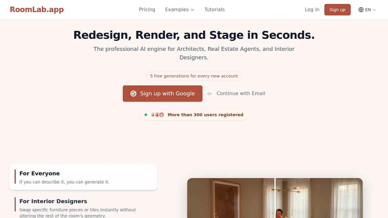Roomlab.app - SaaS example screenshot