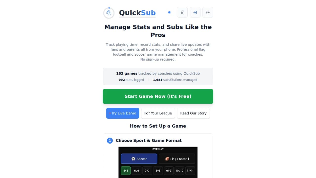 QuickSub - Games example screenshot