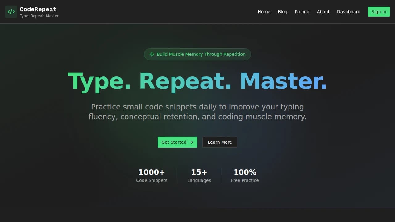CodeRepeat website preview