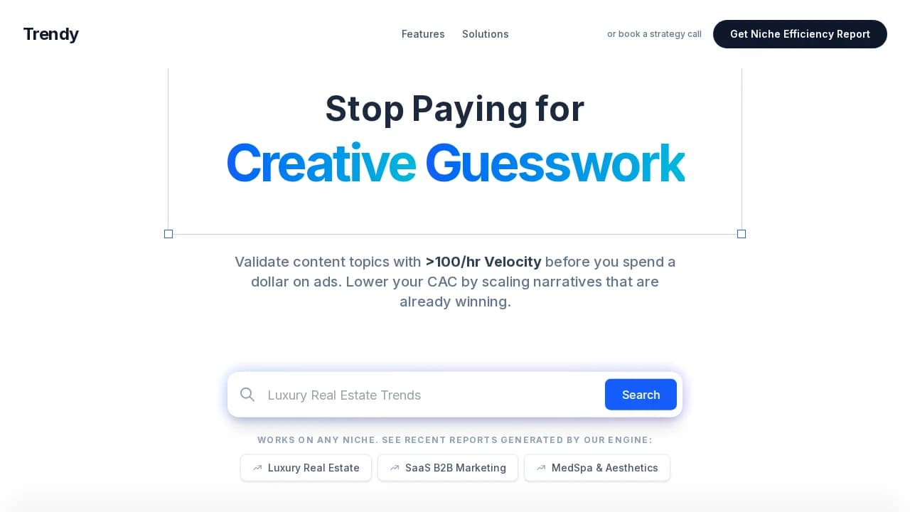 Trendy - Content Creation example screenshot