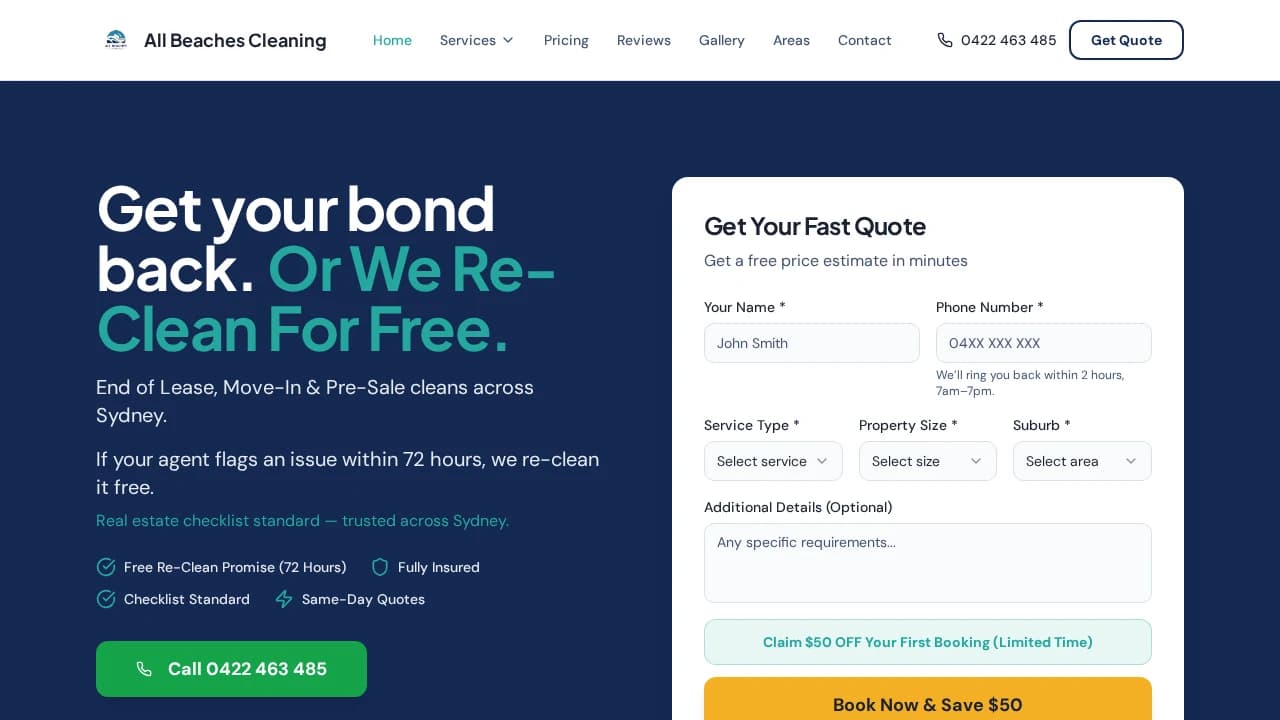 All Beaches Cleaning - Travel example screenshot
