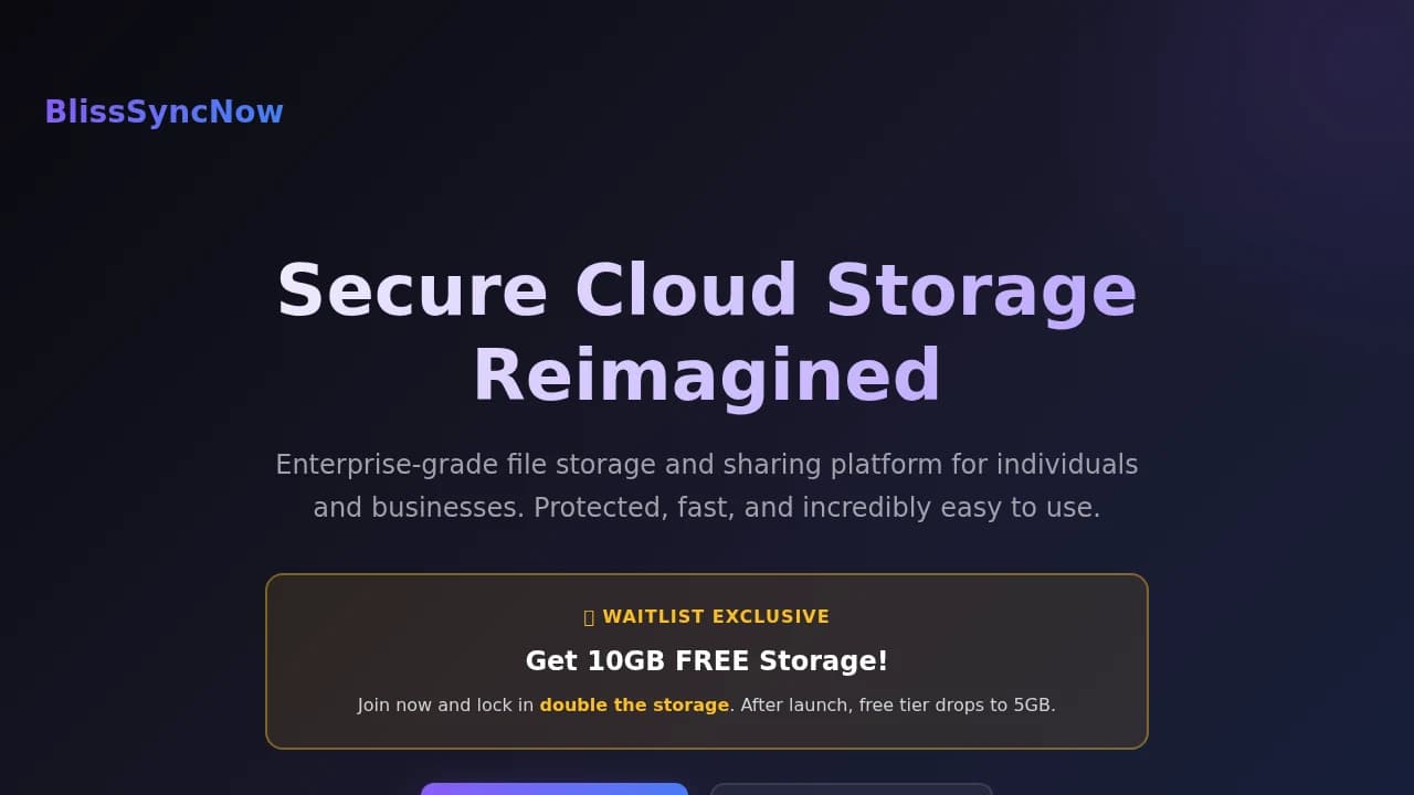 BlissSyncNow - SaaS example screenshot