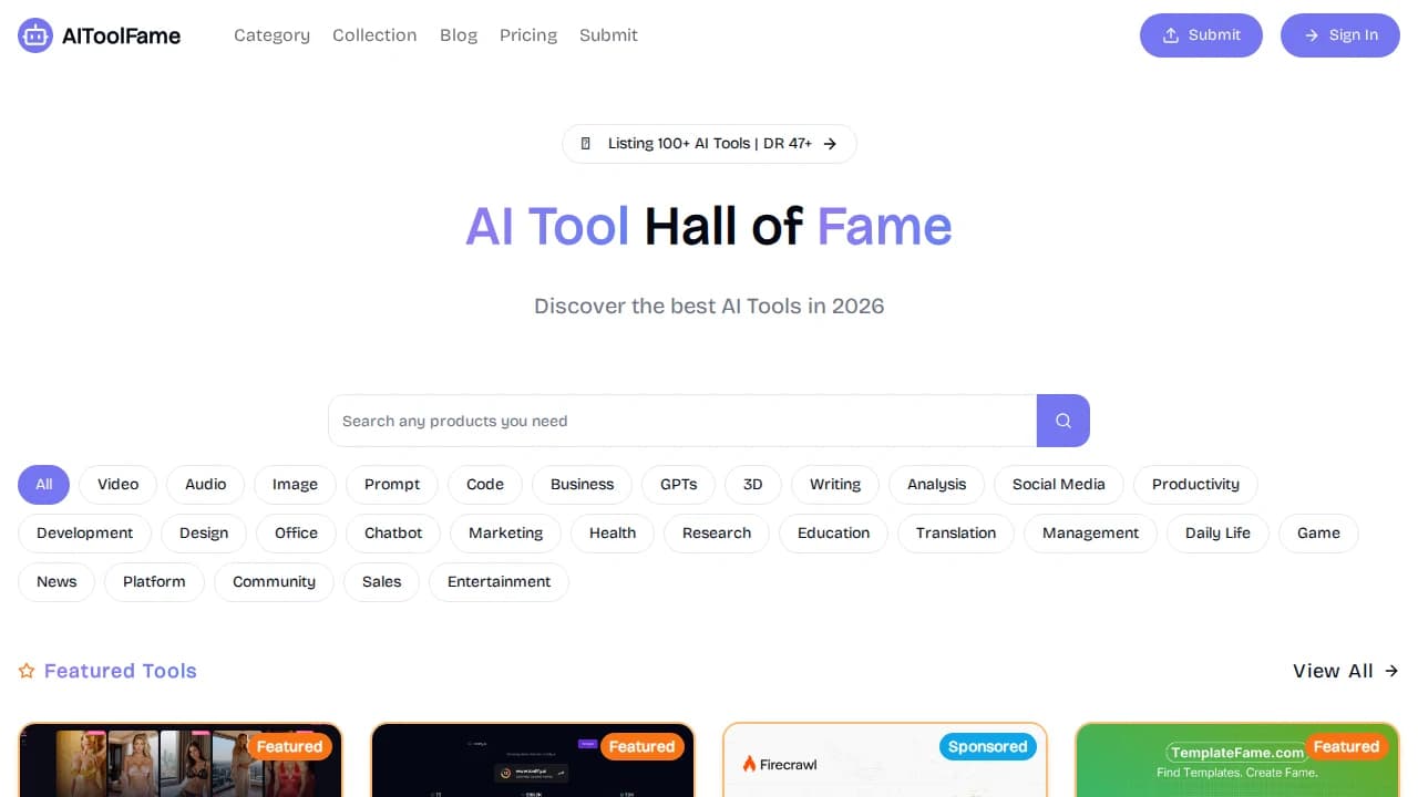 AIToolFame website preview