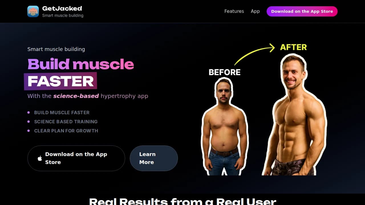 GetJacked - Mobile Apps example screenshot