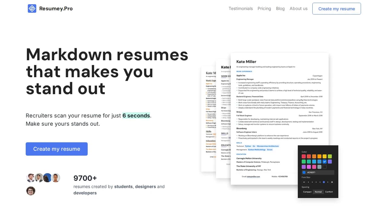 resumey.pro - Recruiting & HR example screenshot
