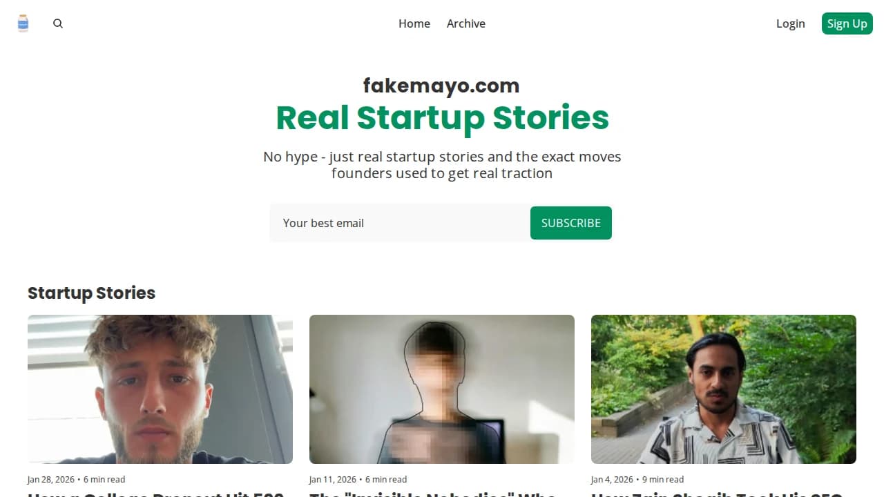 Fake Mayo website preview