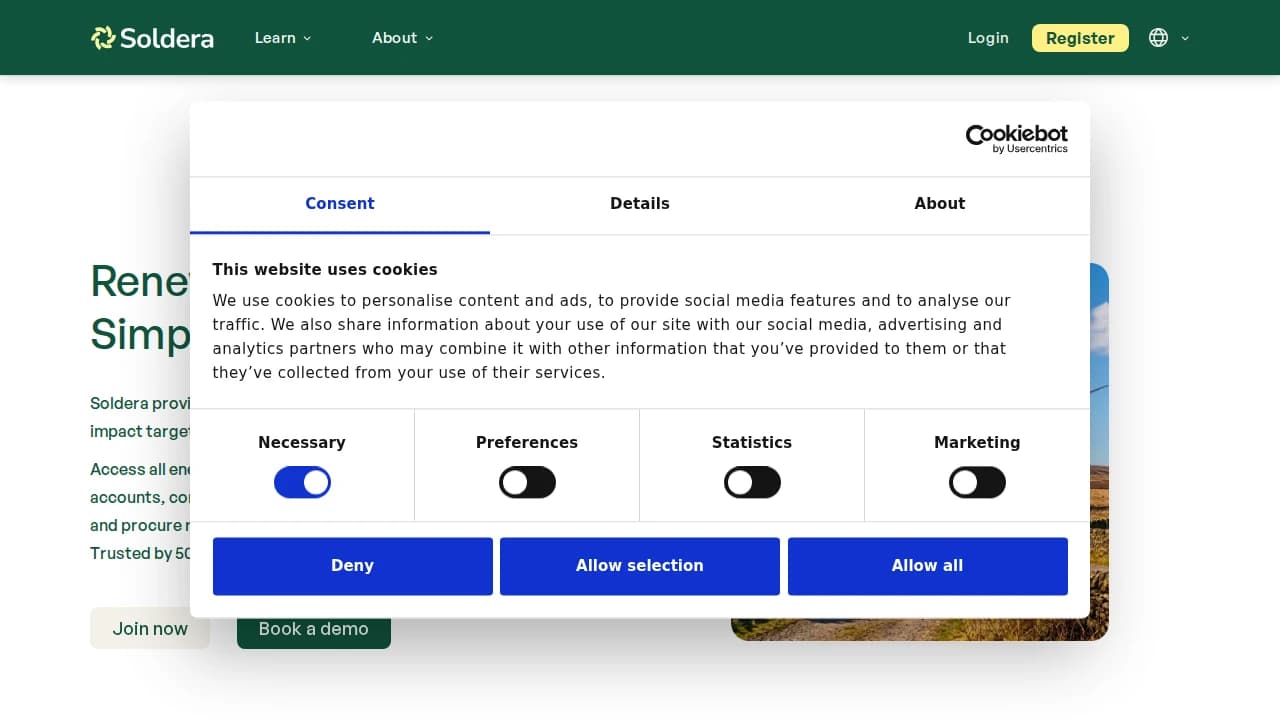 soldera.org - Green Tech example screenshot